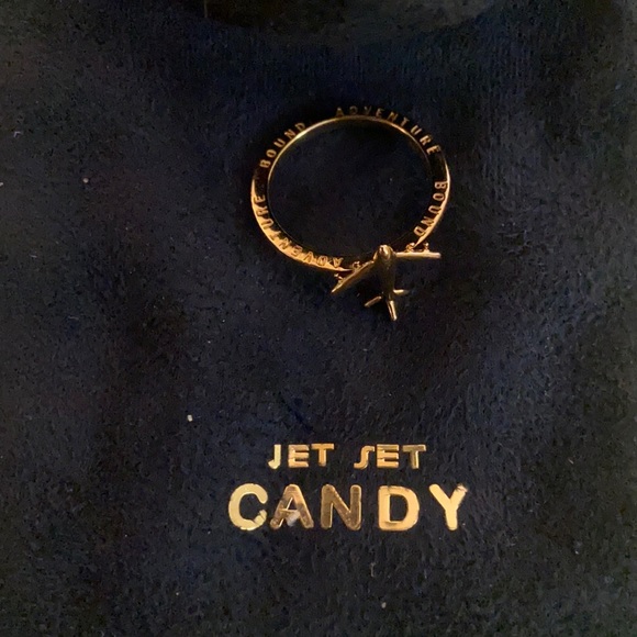 NEW JETSETCANDY AIRPLANE RING GOLD VERMEIL - Picture 2 of 10